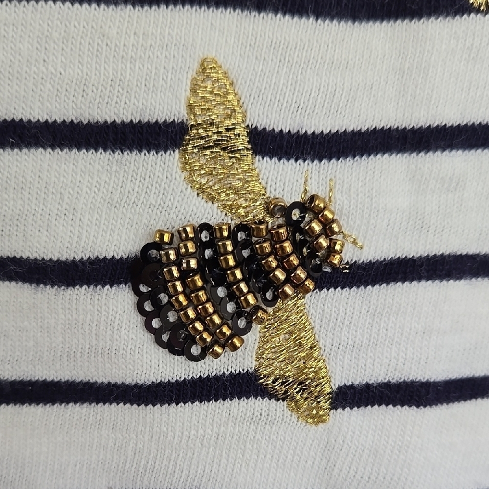 Joules Bee Design Embroidered Button Shoulder Top Size 8 - Picture 5 of 15